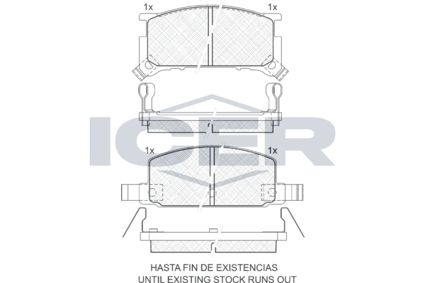 комплект спирачно феродо, дискови спирачки ICER                