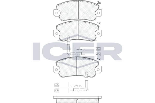 комплект спирачно феродо, дискови спирачки ICER                