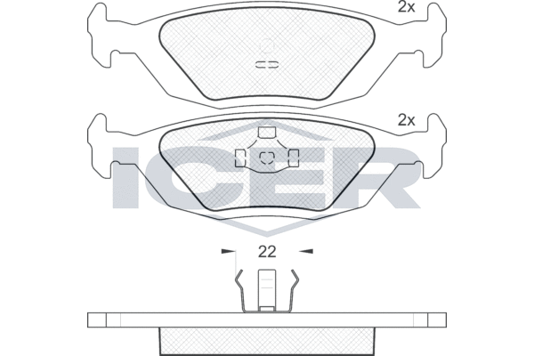 комплект спирачно феродо, дискови спирачки ICER                