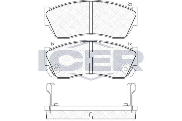 комплект спирачно феродо, дискови спирачки ICER                