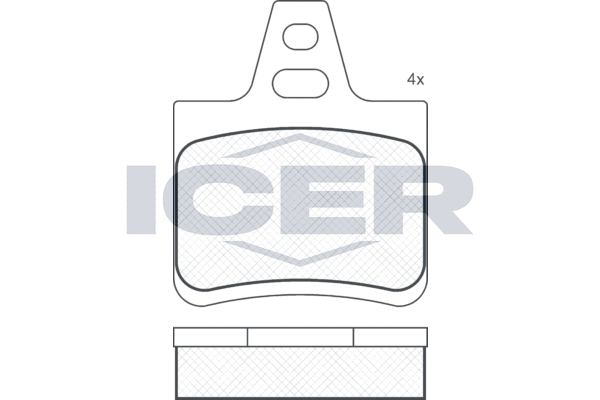 комплект спирачно феродо, дискови спирачки ICER                