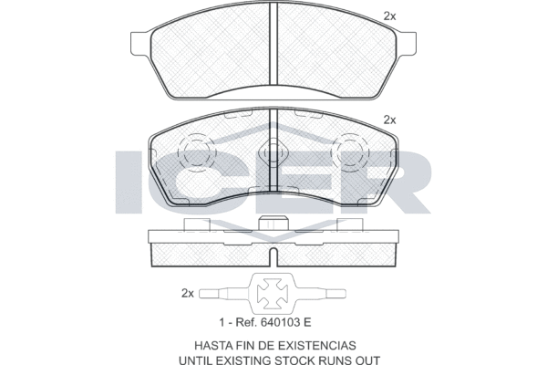 комплект спирачно феродо, дискови спирачки ICER                