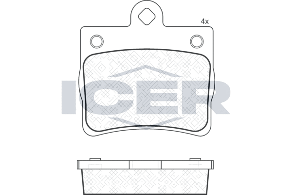 комплект спирачно феродо, дискови спирачки ICER                