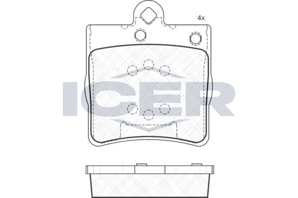 комплект спирачно феродо, дискови спирачки ICER                