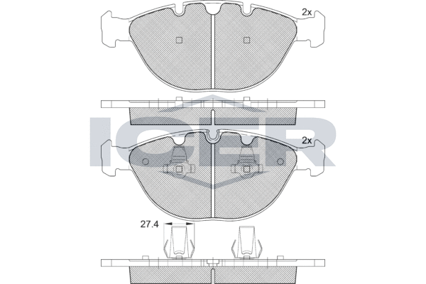 комплект спирачно феродо, дискови спирачки ICER                