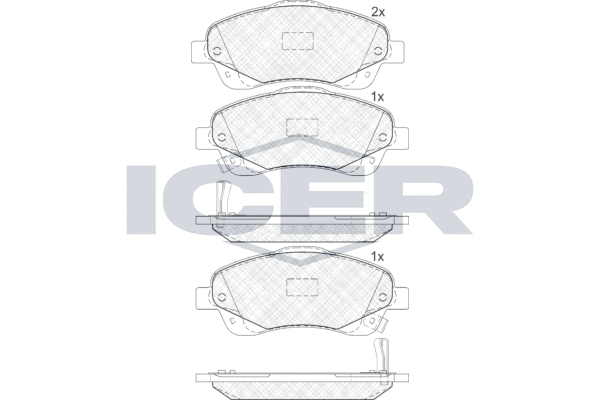 комплект спирачно феродо, дискови спирачки ICER                