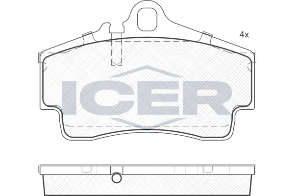 комплект спирачно феродо, дискови спирачки ICER                