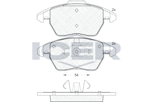 комплект спирачно феродо, дискови спирачки ICER                