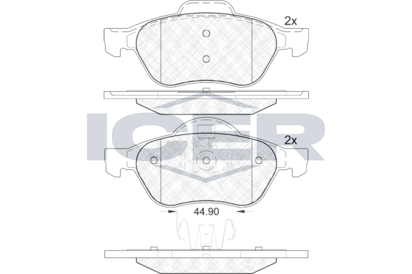 комплект спирачно феродо, дискови спирачки ICER                