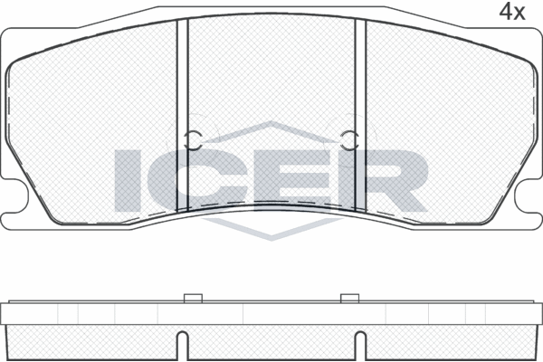 комплект спирачно феродо, дискови спирачки ICER                