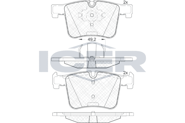 комплект спирачно феродо, дискови спирачки ICER                