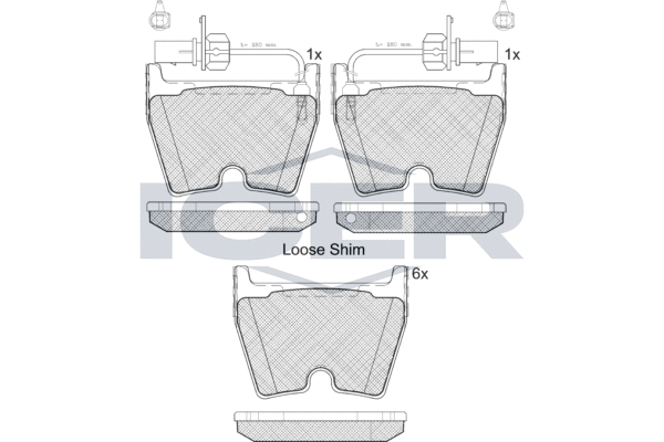 комплект спирачно феродо, дискови спирачки ICER                