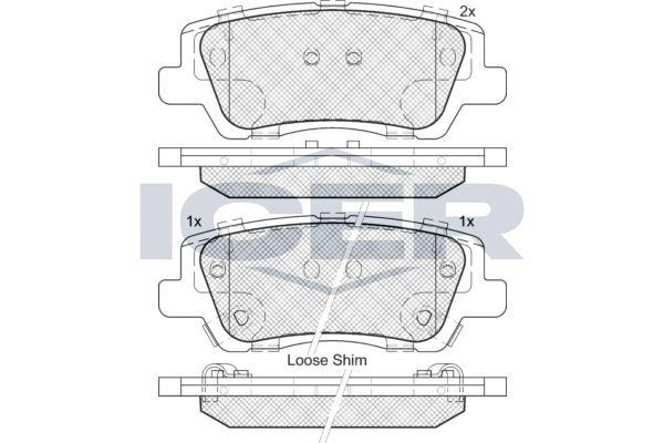 комплект спирачно феродо, дискови спирачки ICER                