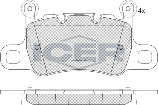 комплект спирачно феродо, дискови спирачки ICER                