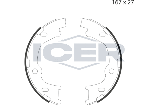 комплект спирачна челюст, ръчна спирачка ICER                