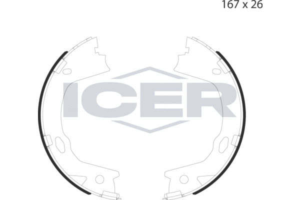комплект спирачна челюст, ръчна спирачка ICER                