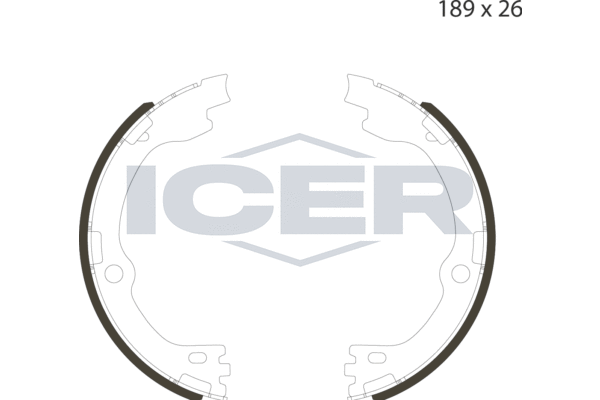 комплект спирачна челюст, ръчна спирачка ICER                