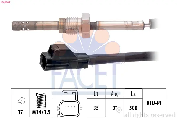 датчик, температура на изгорелите газове FACET               
