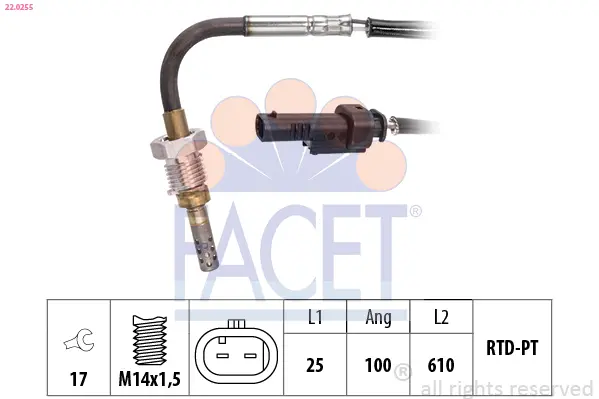 датчик, температура на изгорелите газове FACET               