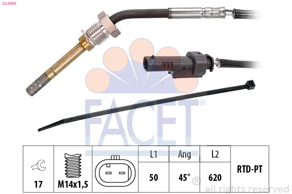 датчик, температура на изгорелите газове FACET               