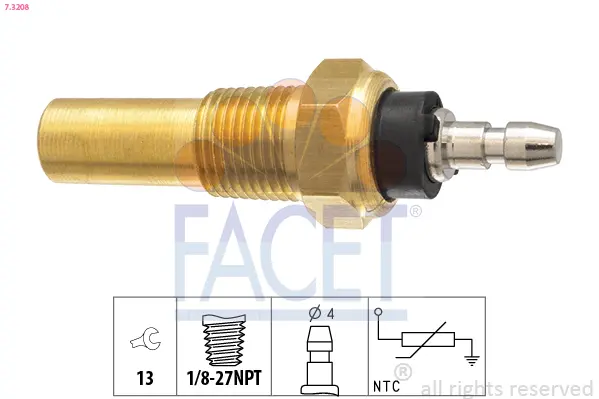 датчик, температура на охладителната течност FACET               
