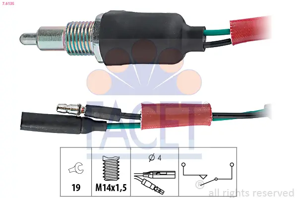 включвател, светлини за движение на заден ход FACET               