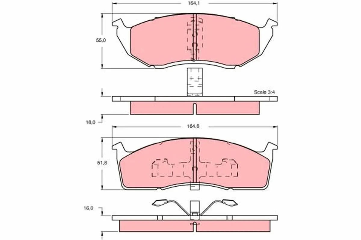комплект спирачно феродо, дискови спирачки TRW                 