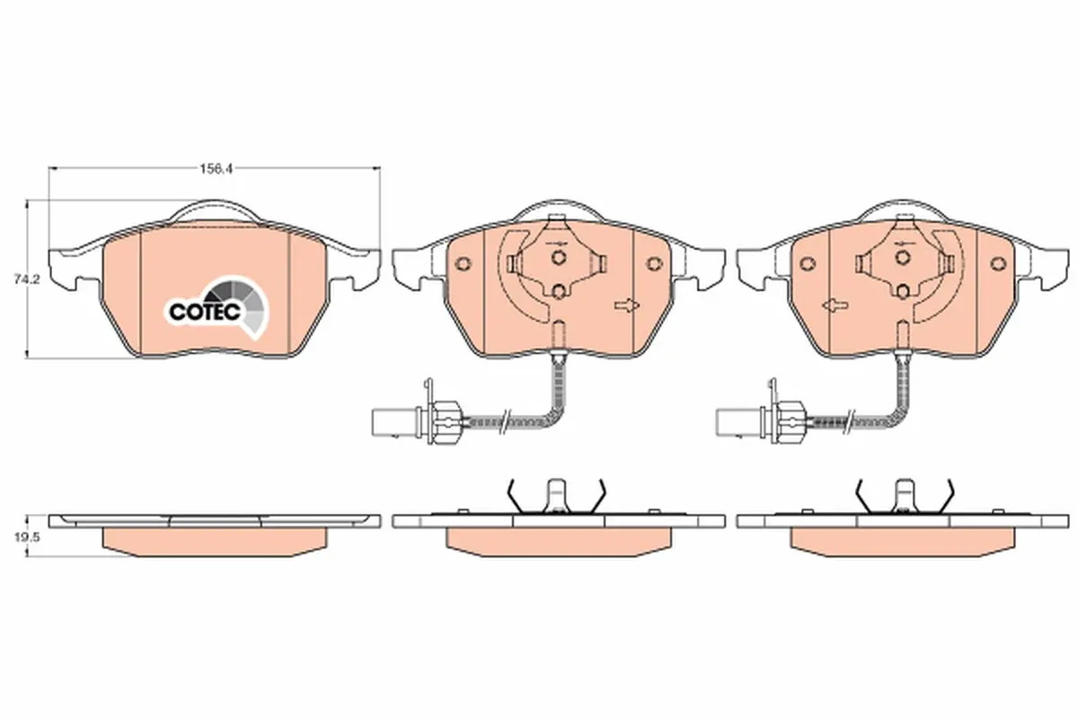 комплект спирачно феродо, дискови спирачки TRW                 