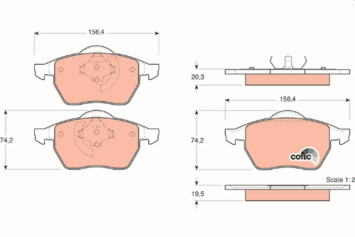 комплект спирачно феродо, дискови спирачки TRW                 