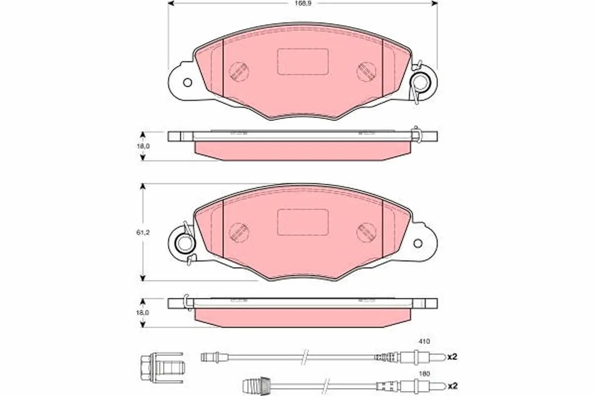 комплект спирачно феродо, дискови спирачки TRW                 