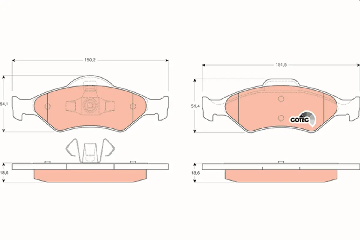 комплект спирачно феродо, дискови спирачки TRW                 