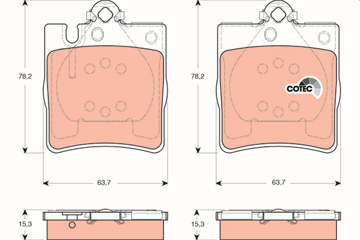 комплект спирачно феродо, дискови спирачки TRW                 