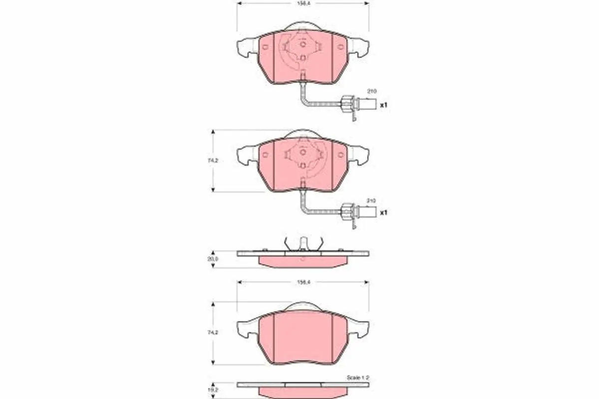 комплект спирачно феродо, дискови спирачки TRW                 