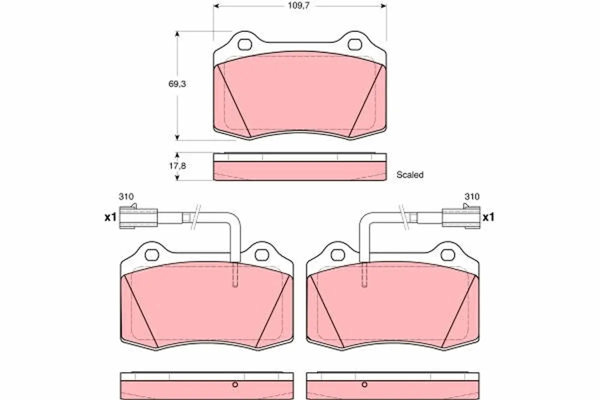 комплект спирачно феродо, дискови спирачки TRW                 