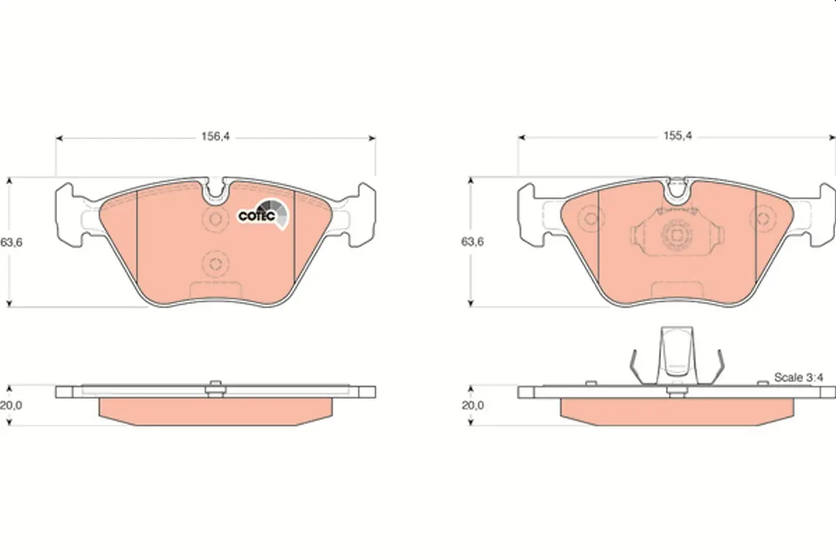 комплект спирачно феродо, дискови спирачки TRW                 