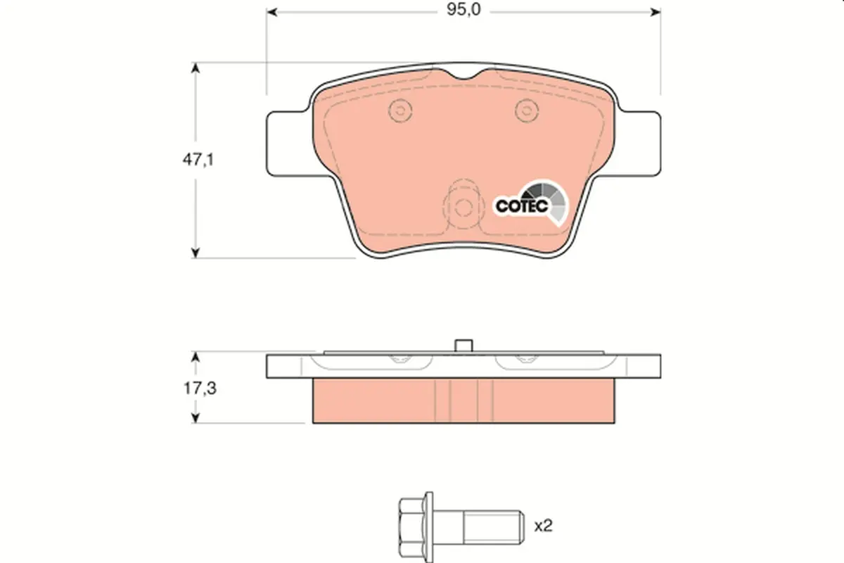 комплект спирачно феродо, дискови спирачки TRW                 