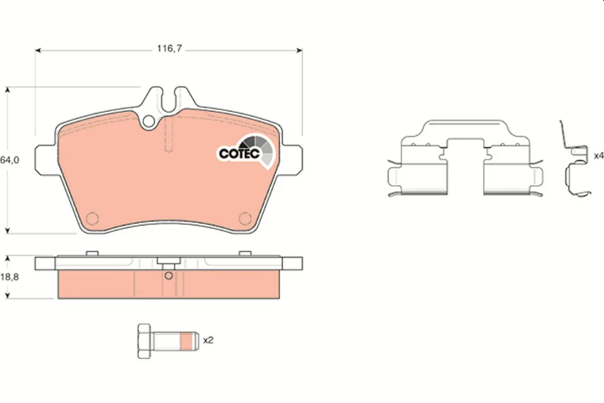 комплект спирачно феродо, дискови спирачки TRW                 