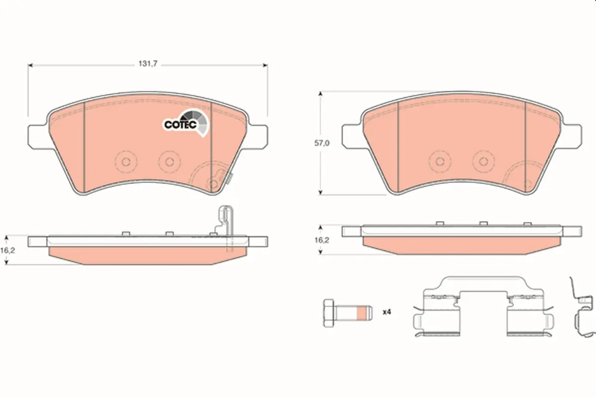 комплект спирачно феродо, дискови спирачки TRW                 