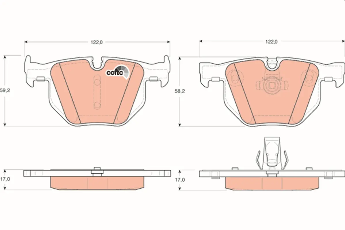 комплект спирачно феродо, дискови спирачки TRW                 