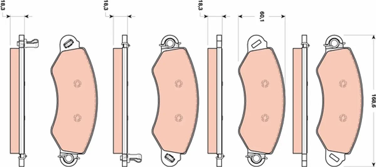 комплект спирачно феродо, дискови спирачки TRW                 