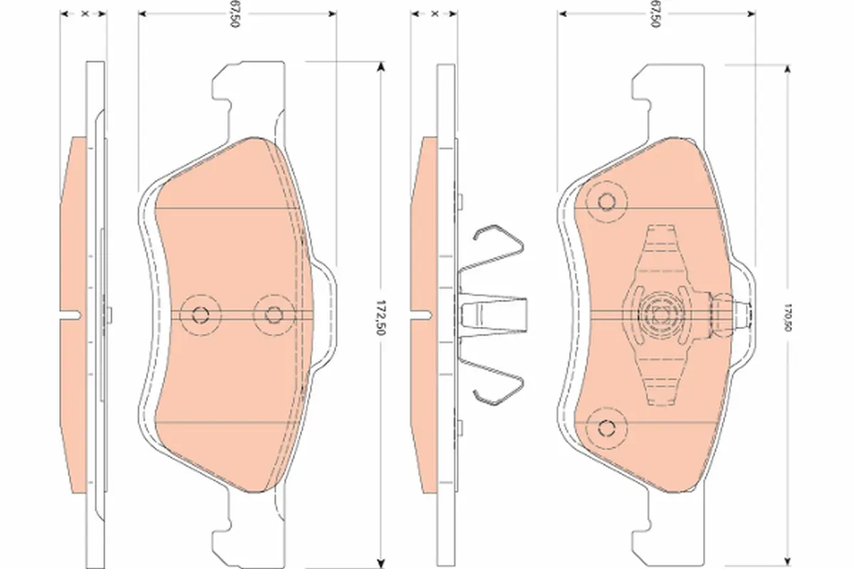 комплект спирачно феродо, дискови спирачки TRW                 