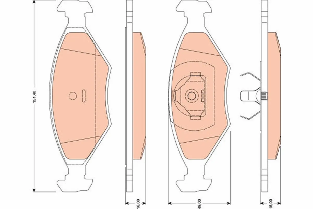 комплект спирачно феродо, дискови спирачки TRW                 
