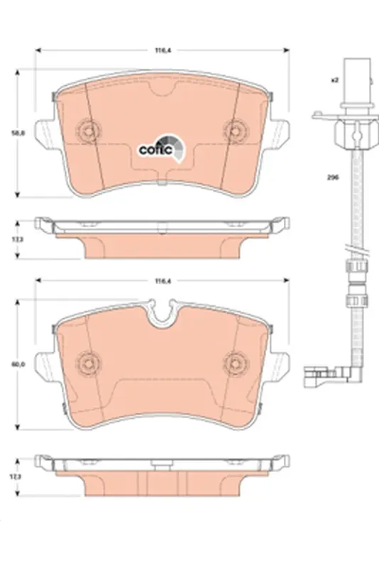 комплект спирачно феродо, дискови спирачки TRW                 