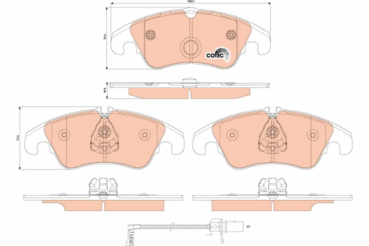 комплект спирачно феродо, дискови спирачки TRW                 