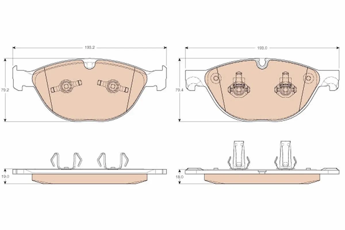 комплект спирачно феродо, дискови спирачки TRW                 