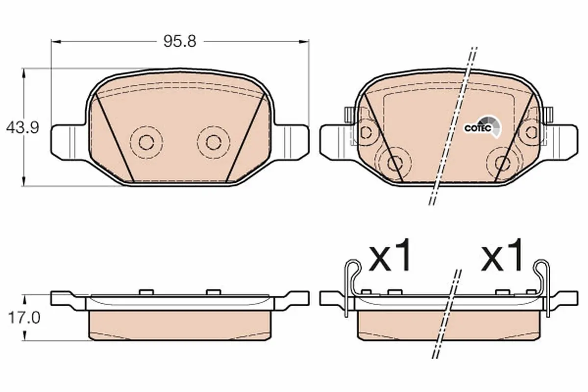 комплект спирачно феродо, дискови спирачки TRW                 