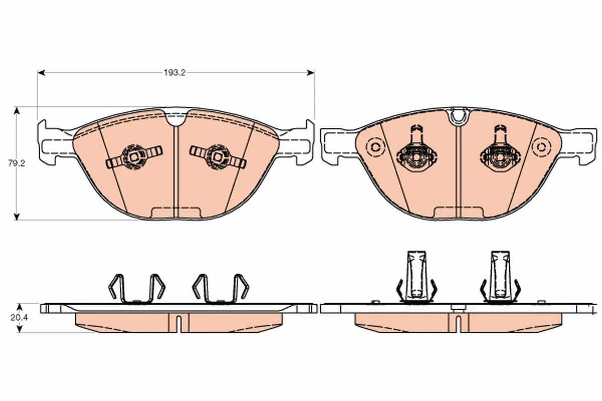 комплект спирачно феродо, дискови спирачки TRW                 