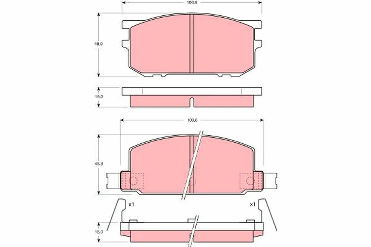 комплект спирачно феродо, дискови спирачки TRW                 