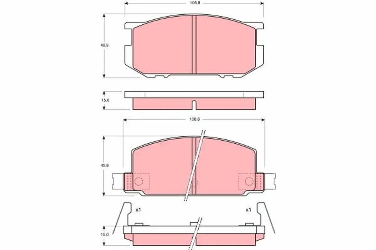 комплект спирачно феродо, дискови спирачки TRW                 