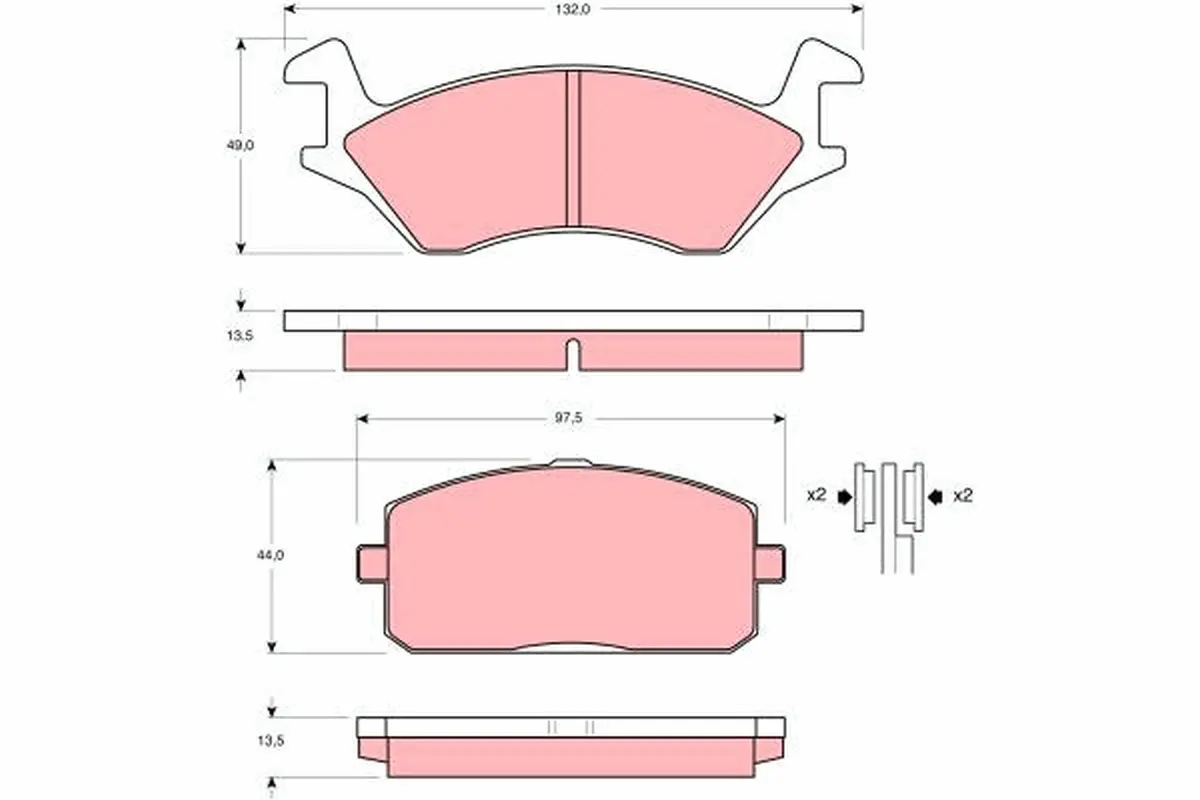 комплект спирачно феродо, дискови спирачки TRW                 